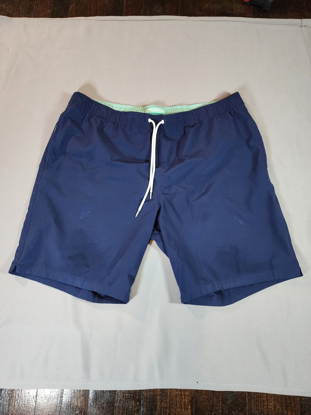 Bonobos Navy Swim Trunks with White Drawstring
